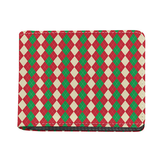 Christmas Themed Argyle Pattern Print Bifold Wallet