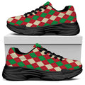 Christmas Themed Argyle Pattern Print Black Chunky Shoes