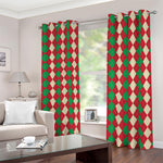 Christmas Themed Argyle Pattern Print Blackout Grommet Curtains