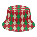 Christmas Themed Argyle Pattern Print Bucket Hat