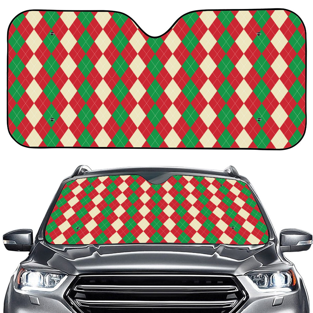 Christmas Themed Argyle Pattern Print Car Windshield Sun Shade