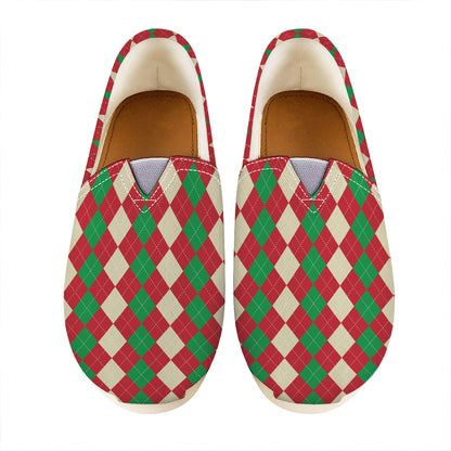 Christmas Themed Argyle Pattern Print Casual Shoes