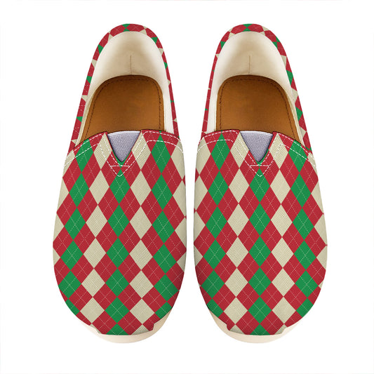Christmas Themed Argyle Pattern Print Casual Shoes