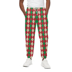 Christmas Themed Argyle Pattern Print Cotton Pants