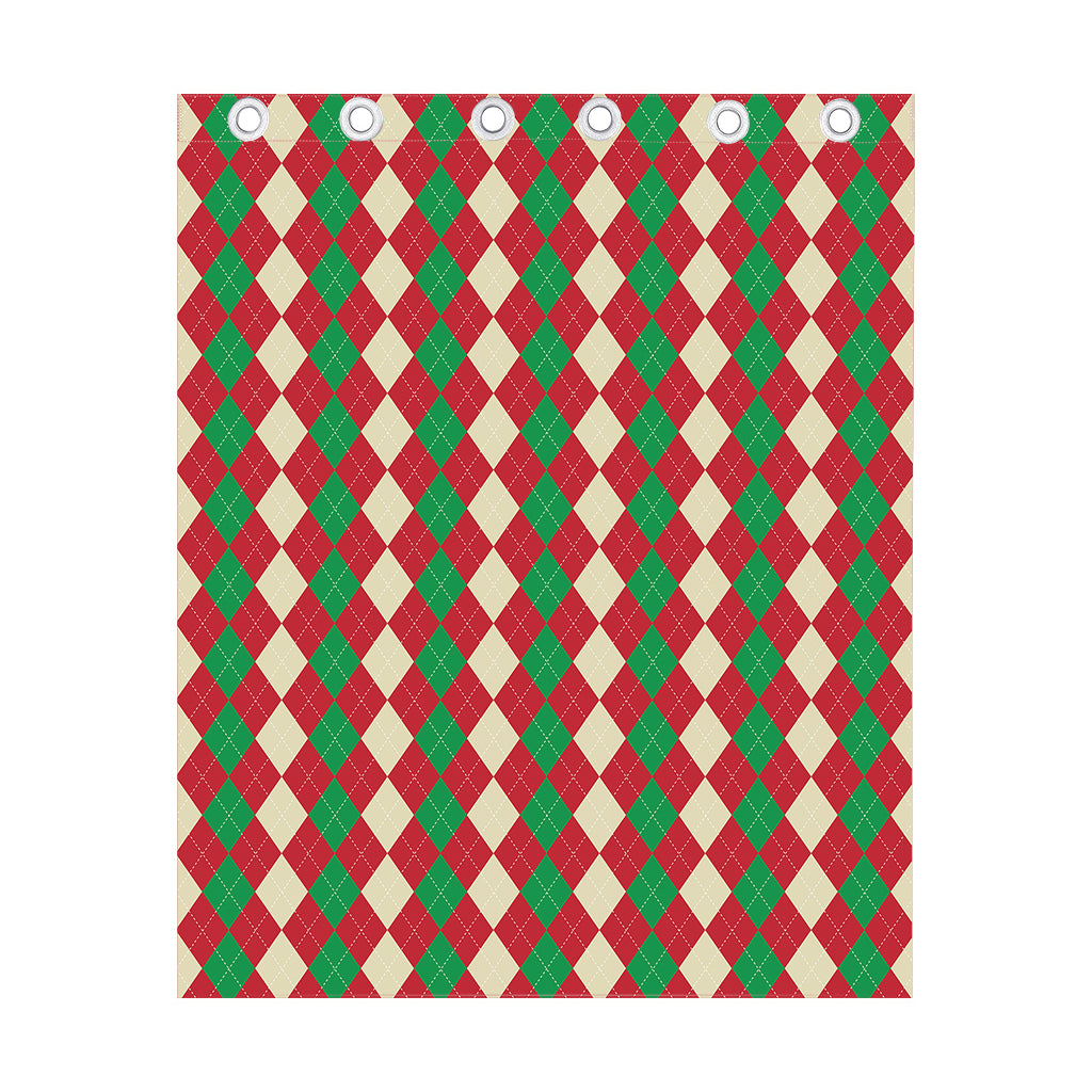 Christmas Themed Argyle Pattern Print Curtain
