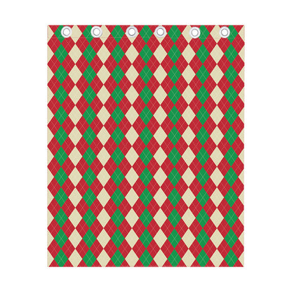 Christmas Themed Argyle Pattern Print Curtain
