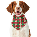 Christmas Themed Argyle Pattern Print Dog Bandana
