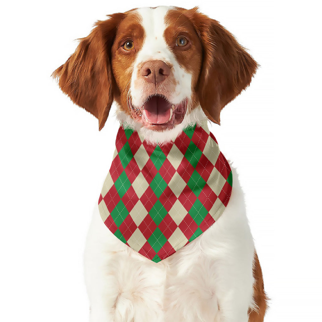 Christmas Themed Argyle Pattern Print Dog Bandana