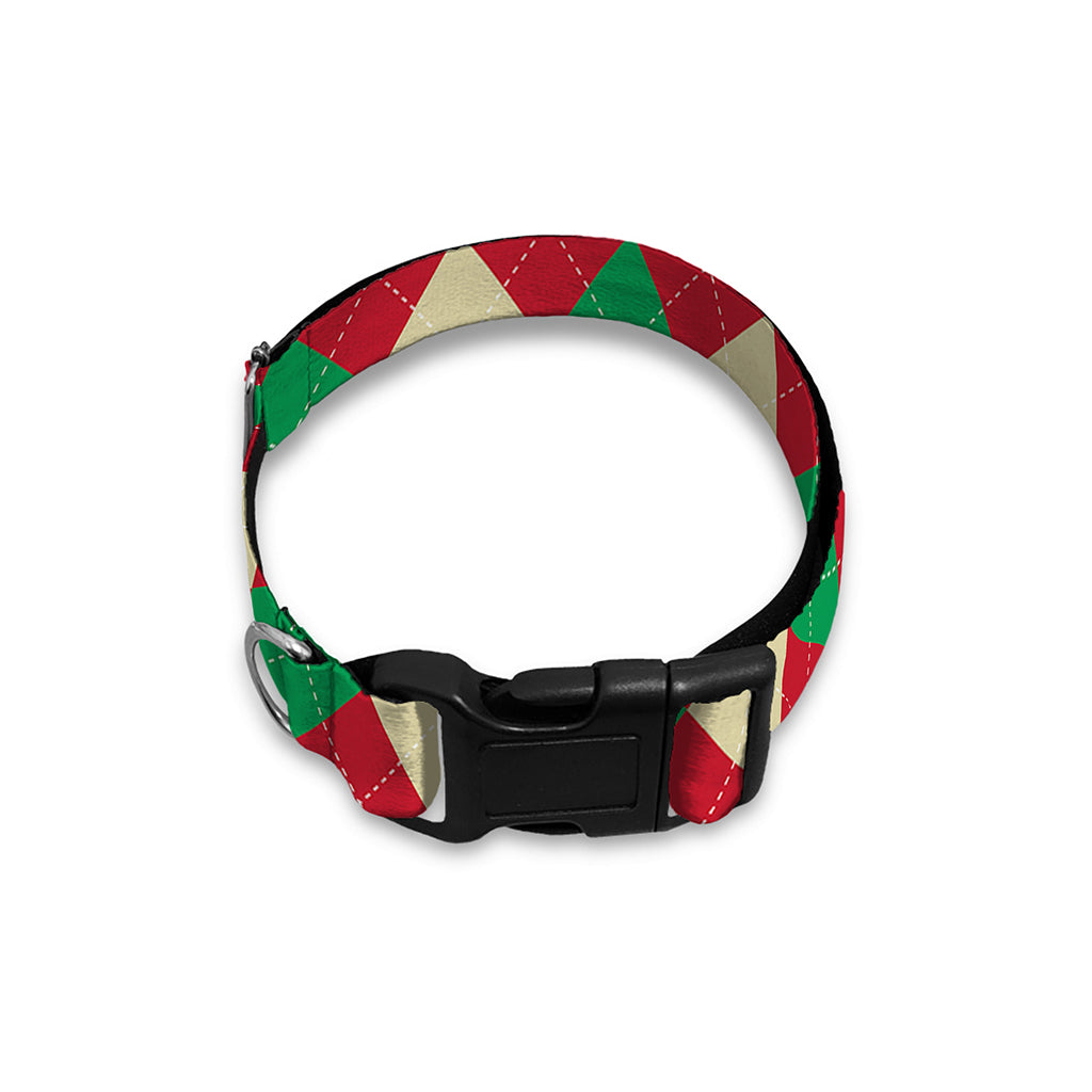 Christmas Themed Argyle Pattern Print Dog Collar