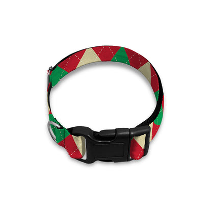 Christmas Themed Argyle Pattern Print Dog Collar