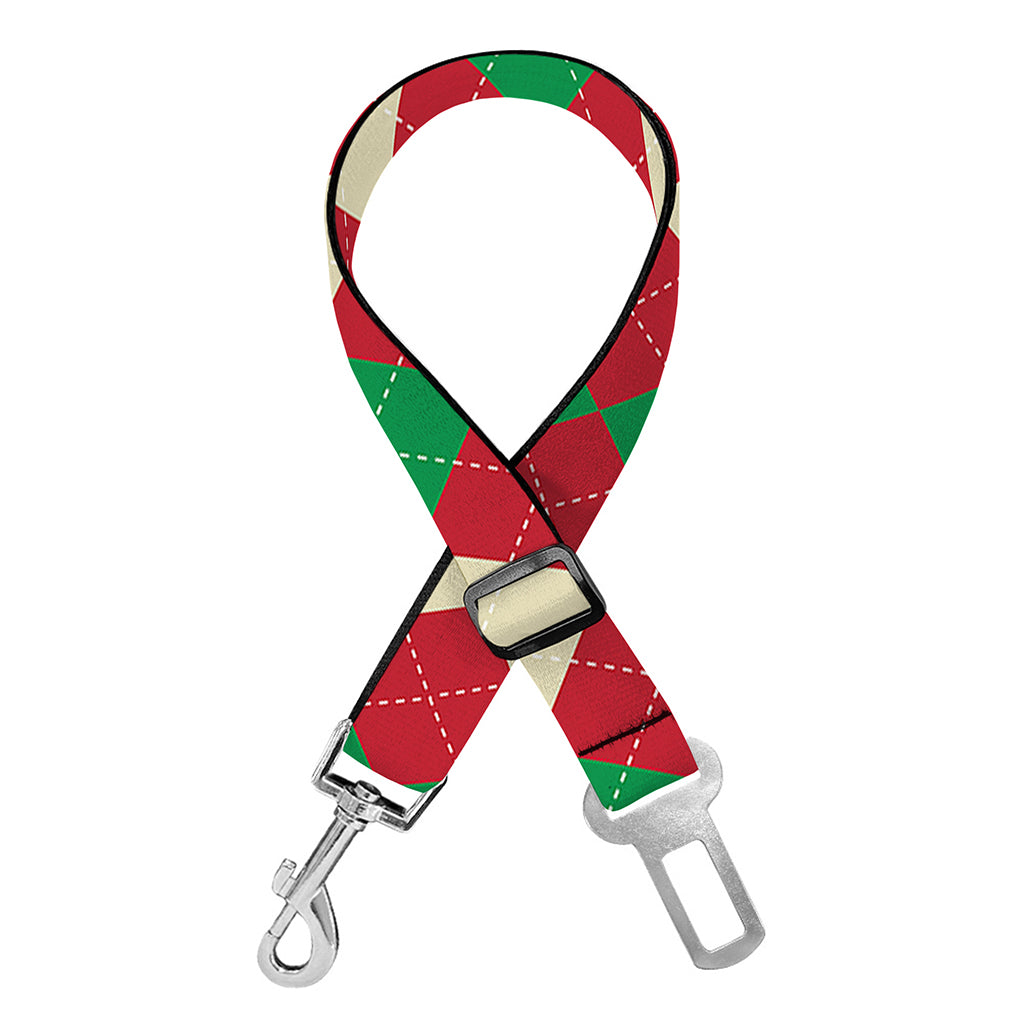 Christmas Themed Argyle Pattern Print Dog Seat Belt