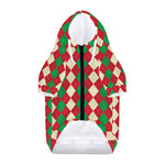 Christmas Themed Argyle Pattern Print Dog Zip Up Hoodie