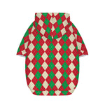 Christmas Themed Argyle Pattern Print Dog Zip Up Hoodie
