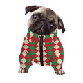 Christmas Themed Argyle Pattern Print Dog Zip Up Jacket