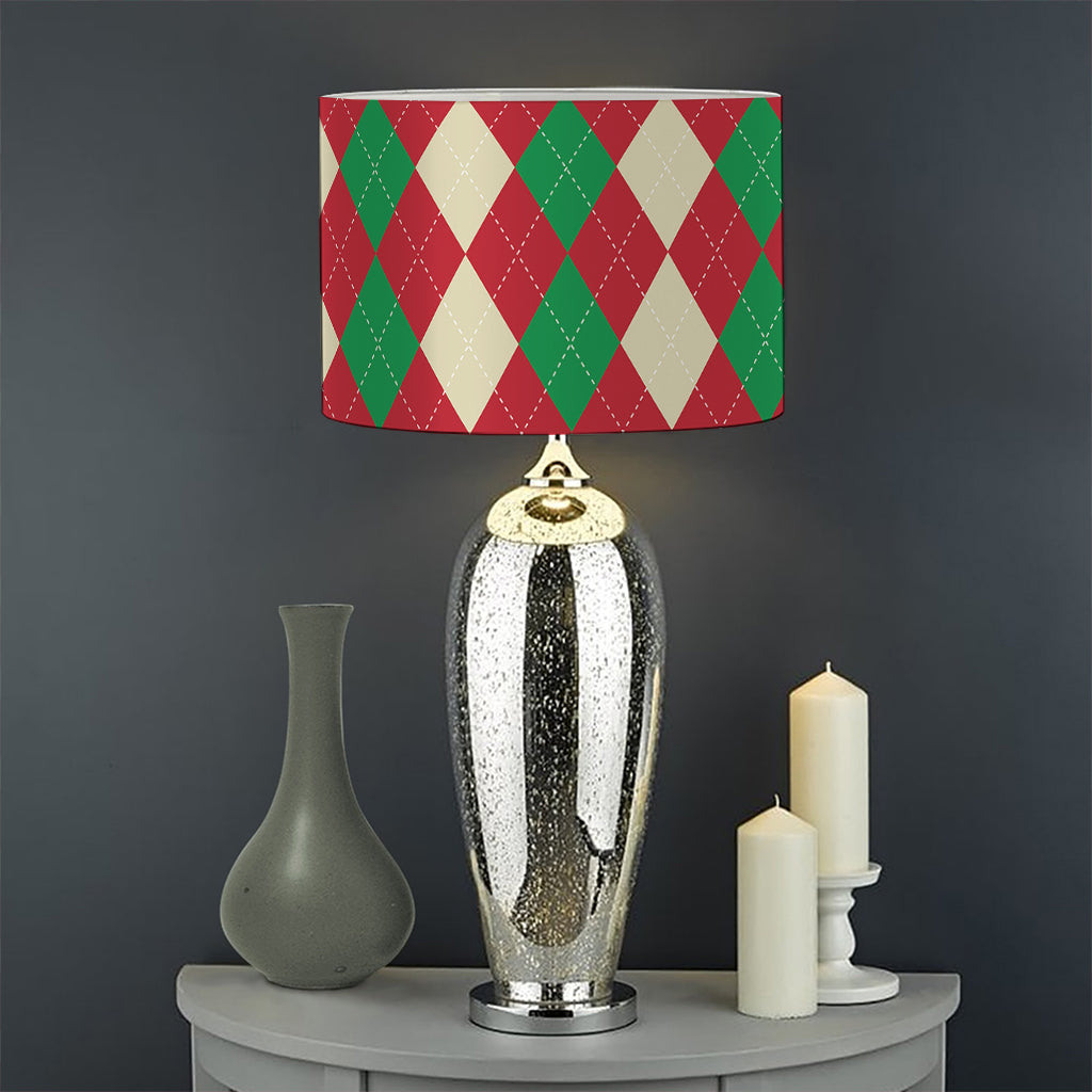 Christmas Themed Argyle Pattern Print Drum Lamp Shade