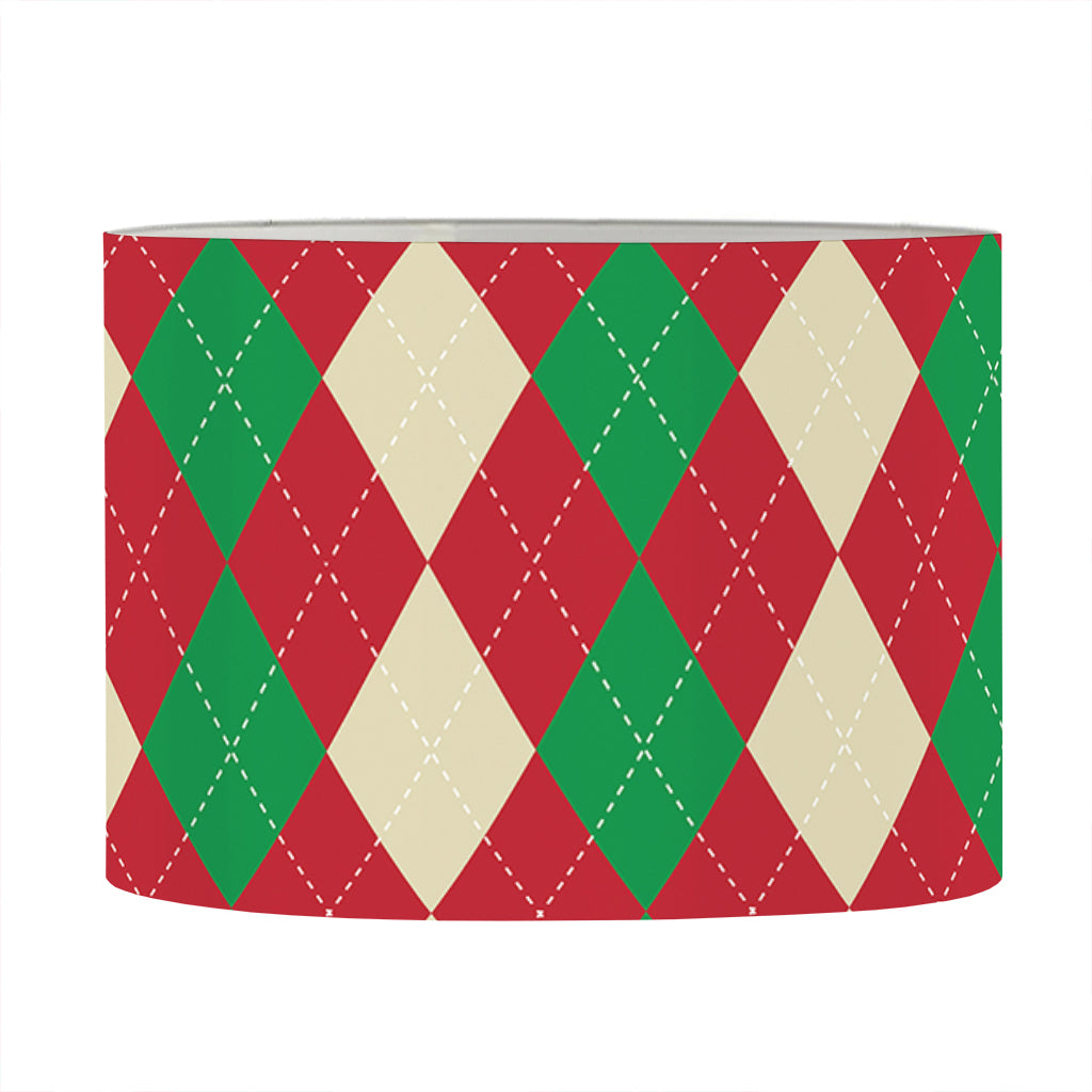 Christmas Themed Argyle Pattern Print Drum Lamp Shade
