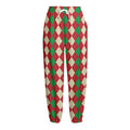Christmas Themed Argyle Pattern Print Fleece Lined Knit Pants