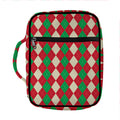Christmas Themed Argyle Pattern Print Front Pocket Bible Bag