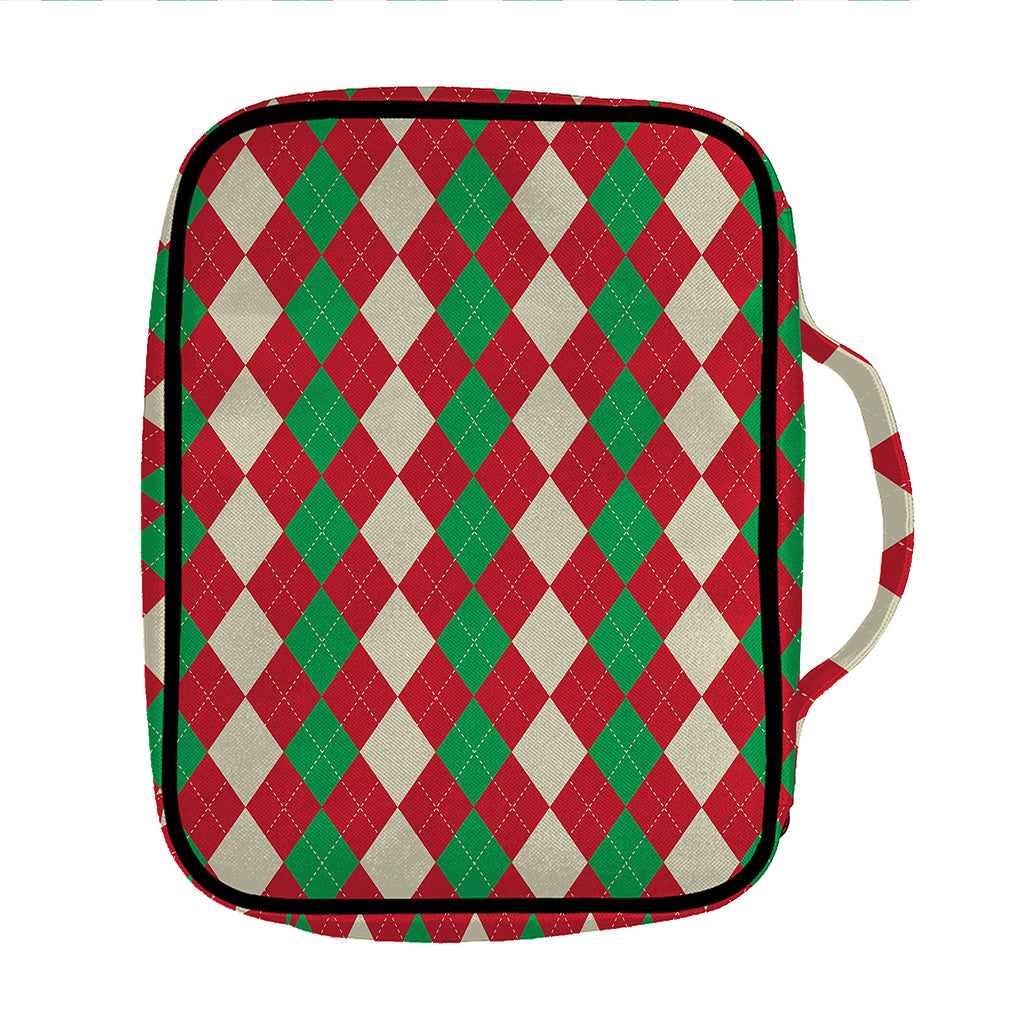 Christmas Themed Argyle Pattern Print Front Pocket Bible Bag