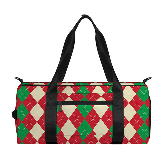 Christmas Themed Argyle Pattern Print Gym Bag