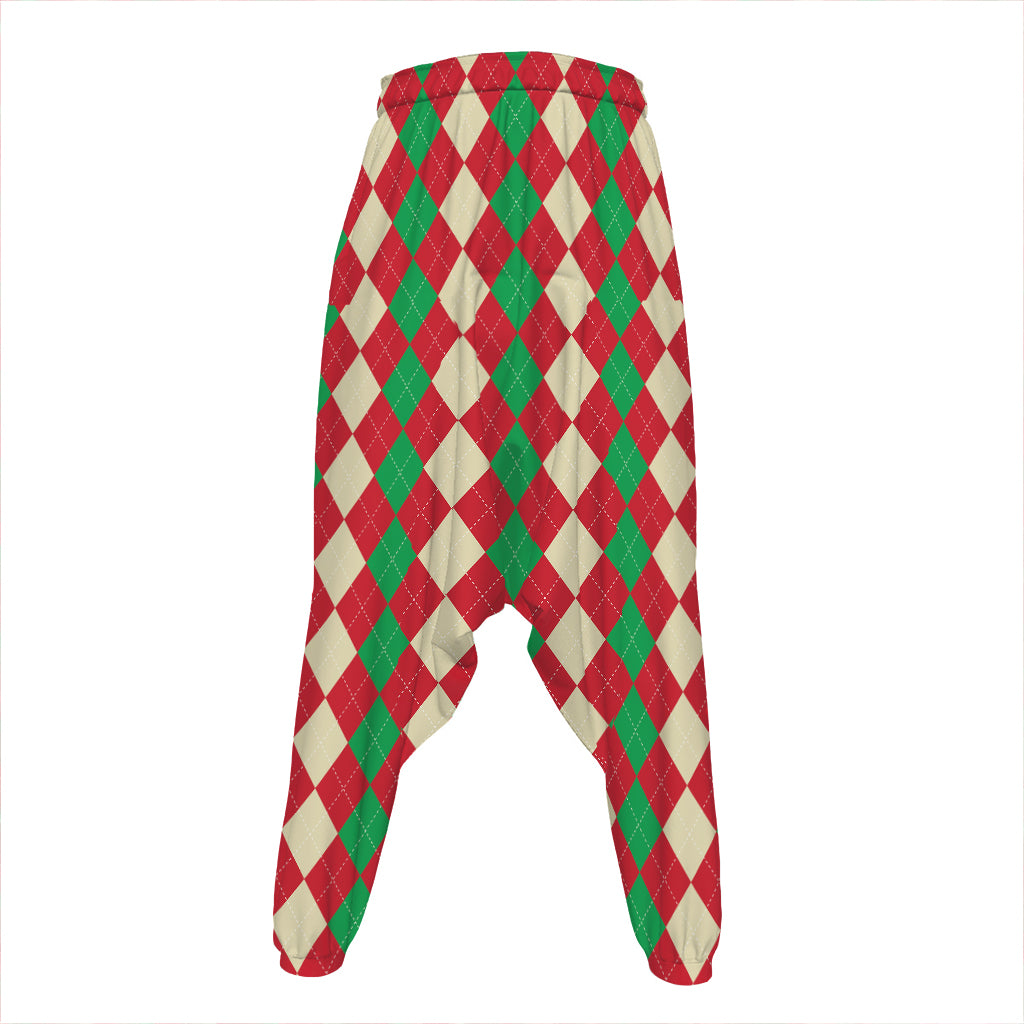Christmas Themed Argyle Pattern Print Hammer Pants