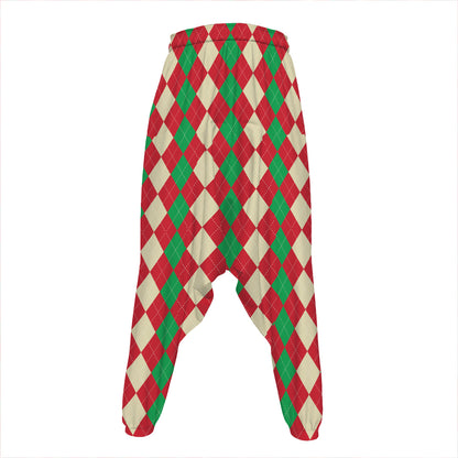 Christmas Themed Argyle Pattern Print Hammer Pants