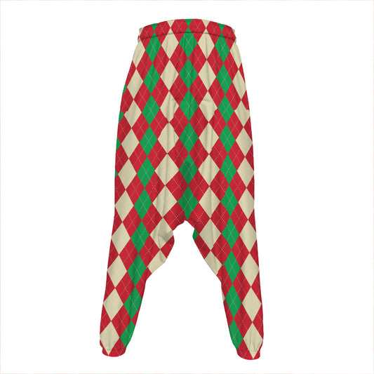 Christmas Themed Argyle Pattern Print Hammer Pants