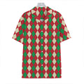 Christmas Themed Argyle Pattern Print Hawaiian Shirt