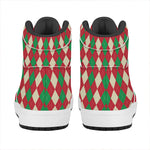 Christmas Themed Argyle Pattern Print High Top Leather Sneakers