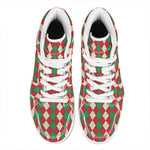 Christmas Themed Argyle Pattern Print High Top Leather Sneakers