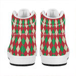 Christmas Themed Argyle Pattern Print High Top Leather Sneakers