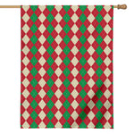 Christmas Themed Argyle Pattern Print House Flag
