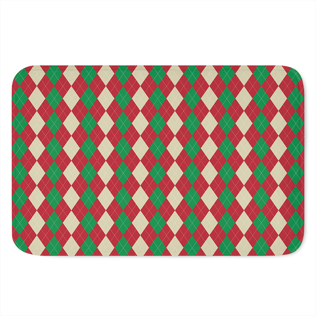 Christmas Themed Argyle Pattern Print Indoor Door Mat