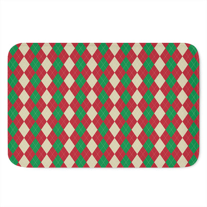 Christmas Themed Argyle Pattern Print Indoor Door Mat