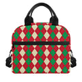 Christmas Themed Argyle Pattern Print Insulated Lunch Bag