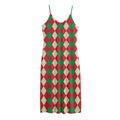 Christmas Themed Argyle Pattern Print Jersey Midi Cami Dress