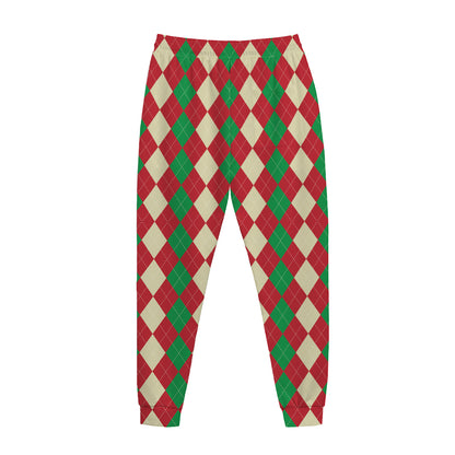 Christmas Themed Argyle Pattern Print Jogger Pants
