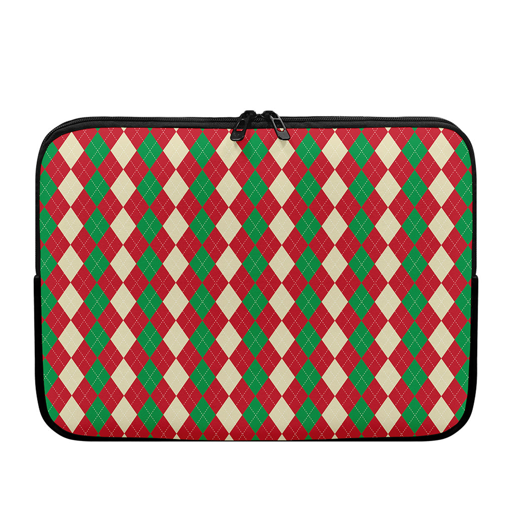 Christmas Themed Argyle Pattern Print Laptop Sleeve