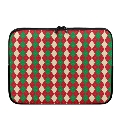 Christmas Themed Argyle Pattern Print Laptop Sleeve