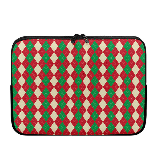 Christmas Themed Argyle Pattern Print Laptop Sleeve