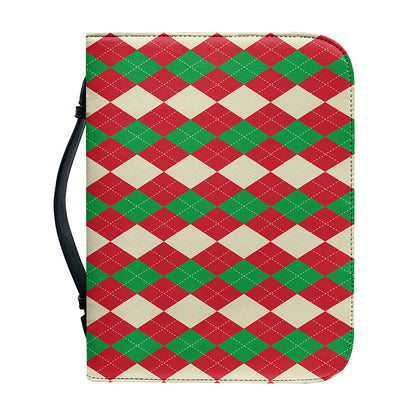 Christmas Themed Argyle Pattern Print Leather Bible Cover