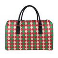 Christmas Themed Argyle Pattern Print Leather Duffel Bag