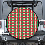 Christmas Themed Argyle Pattern Print Leather Spare Tire Cover