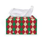 Christmas Themed Argyle Pattern Print Leather Tissue Box Cover