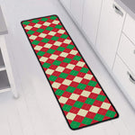 Christmas Themed Argyle Pattern Print Long Kitchen Mat