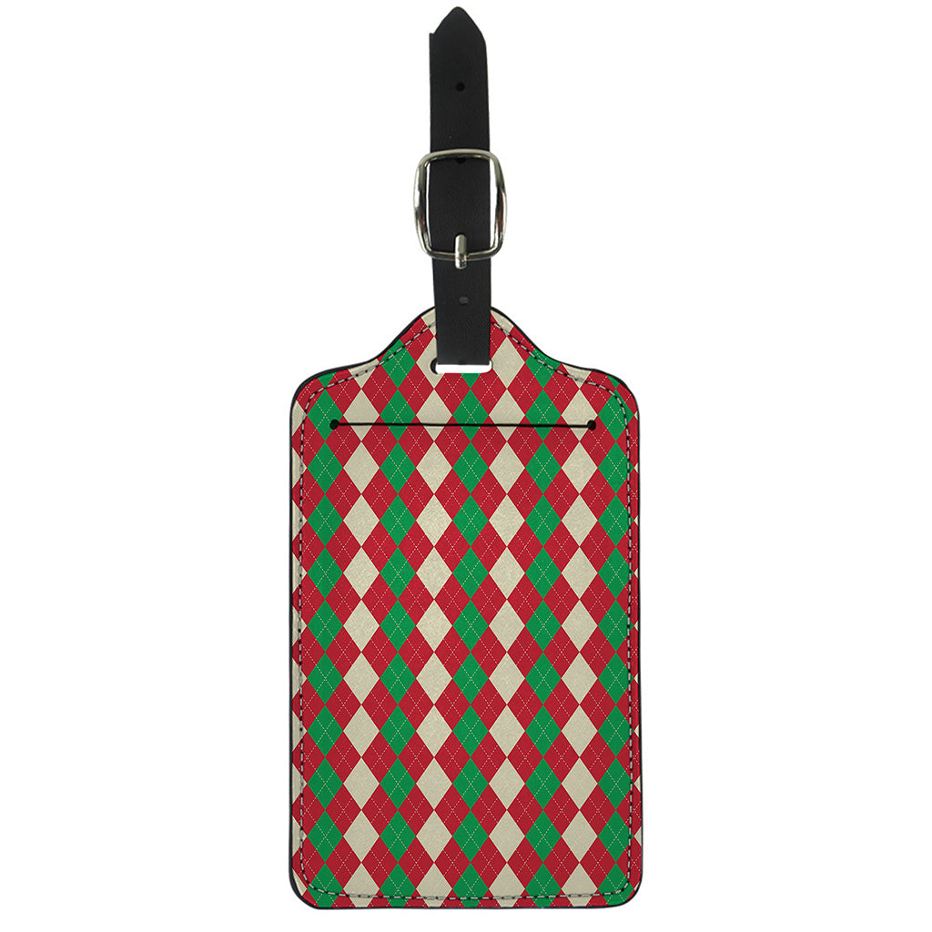 Christmas Themed Argyle Pattern Print Luggage Tag