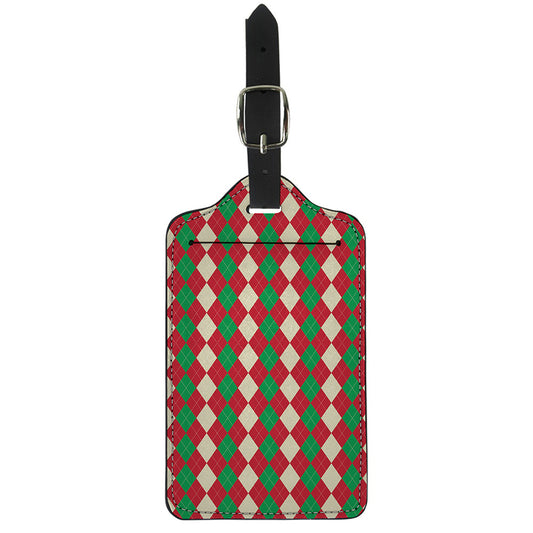 Christmas Themed Argyle Pattern Print Luggage Tag