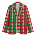 Christmas Themed Argyle Pattern Print Men's Blazer
