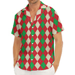 Christmas Themed Argyle Pattern Print Men's Deep V-Neck Shirt