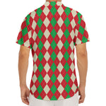 Christmas Themed Argyle Pattern Print Men's Deep V-Neck Shirt